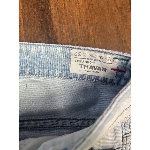 Diesel Thavar Slim Skinny Jean W28 L32 Distressed Light Wash Mens Streetwear Y2k - Picture 3 of 12